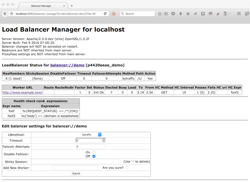 balancer-manager page